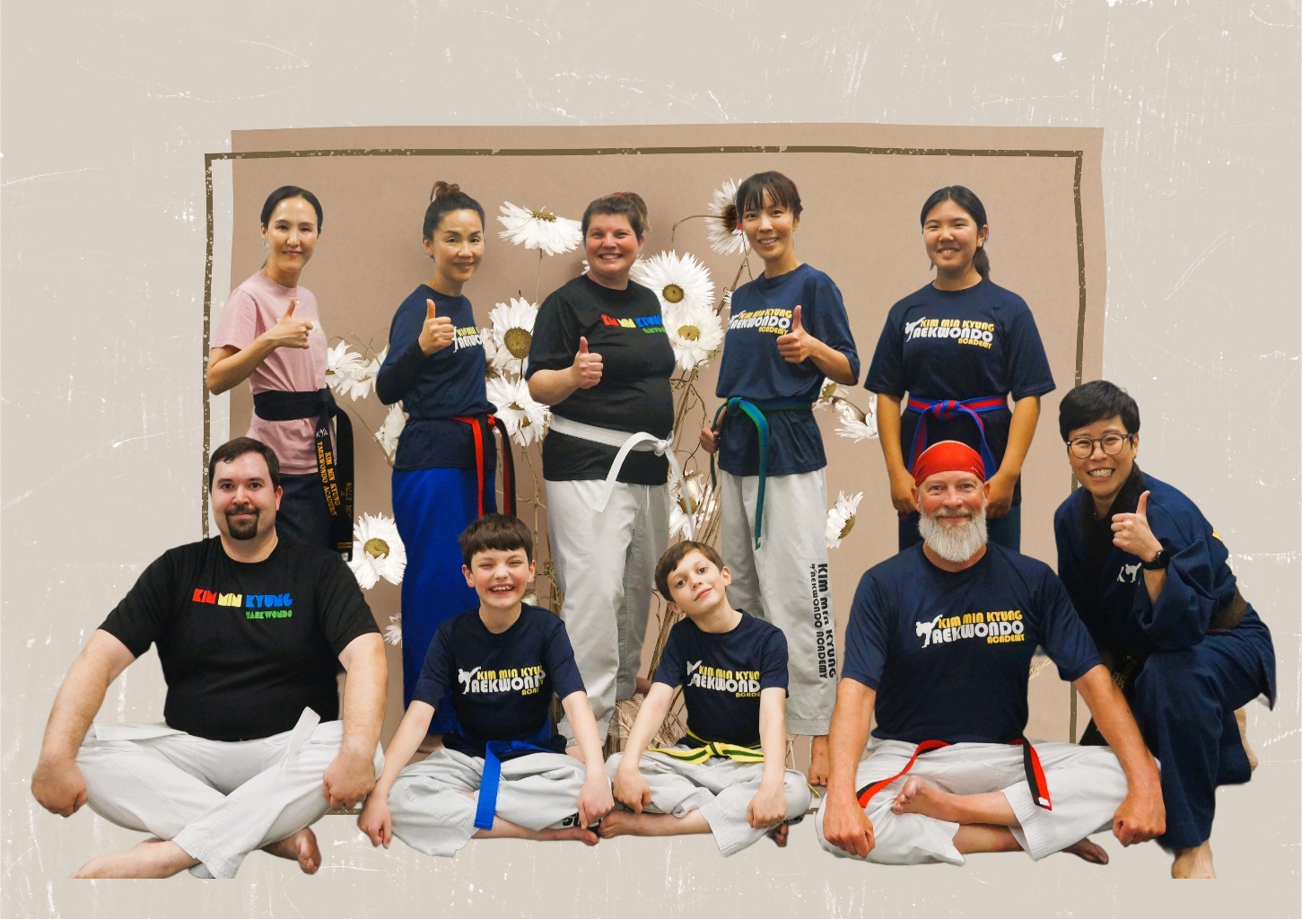 Parents and children practicing Taekwondo together